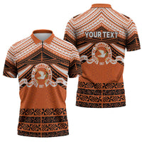 Personalised Tonga Tailulu College Zipper Polo Shirt Polynesian Ngatu Tribal LT9 - Polynesian Pride