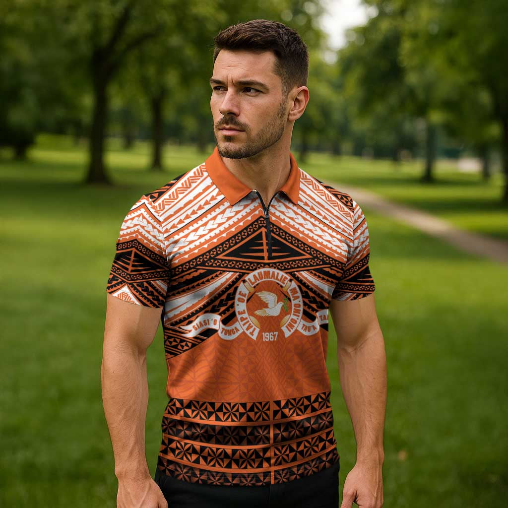 Personalised Tonga Tailulu College Zipper Polo Shirt Polynesian Ngatu Tribal LT9 - Polynesian Pride