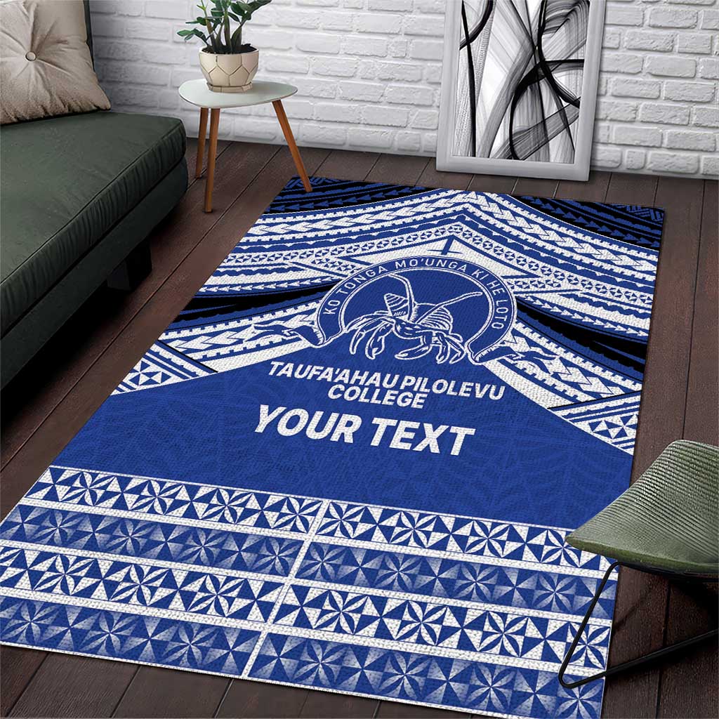 Personalised Tonga Taufa'ahau Pilolevu College Area Rug Polynesian Ngatu Tribal LT9 Blue - Polynesian Pride