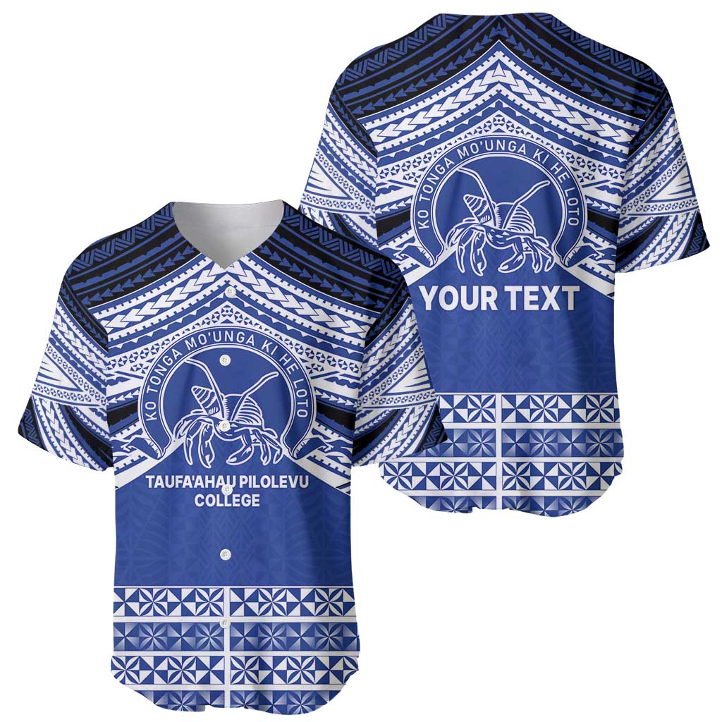 Personalised Tonga Taufa'ahau Pilolevu College Baseball Jersey Polynesian Ngatu Tribal