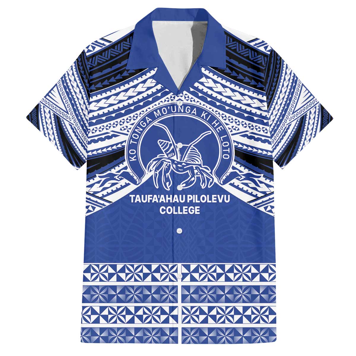 Personalised Tonga Taufa'ahau Pilolevu College Family Matching Off The Shoulder Long Sleeve Dress and Hawaiian Shirt Polynesian Ngatu Tribal
