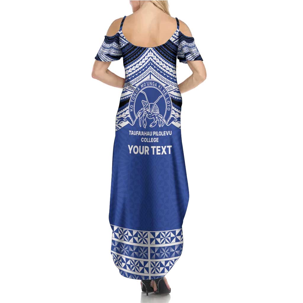 Personalised Tonga Taufa'ahau Pilolevu College Family Matching Summer Maxi Dress and Hawaiian Shirt Polynesian Ngatu Tribal