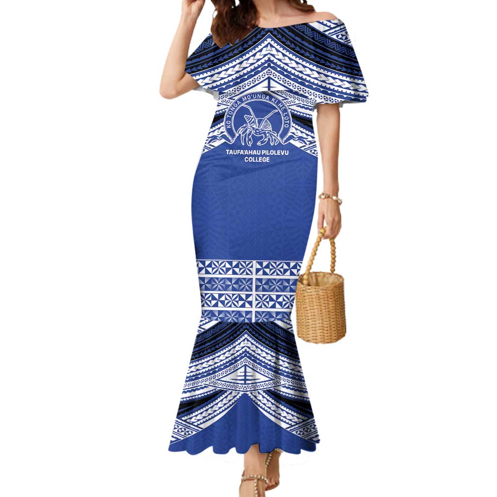 Personalised Tonga Taufa'ahau Pilolevu College Mermaid Dress Polynesian Ngatu Tribal LT9 Women Blue - Polynesian Pride