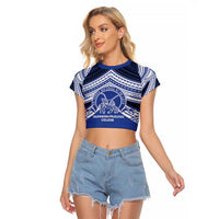 Personalised Tonga Taufa'ahau Pilolevu College Raglan Cropped T Shirt Polynesian Ngatu Tribal
