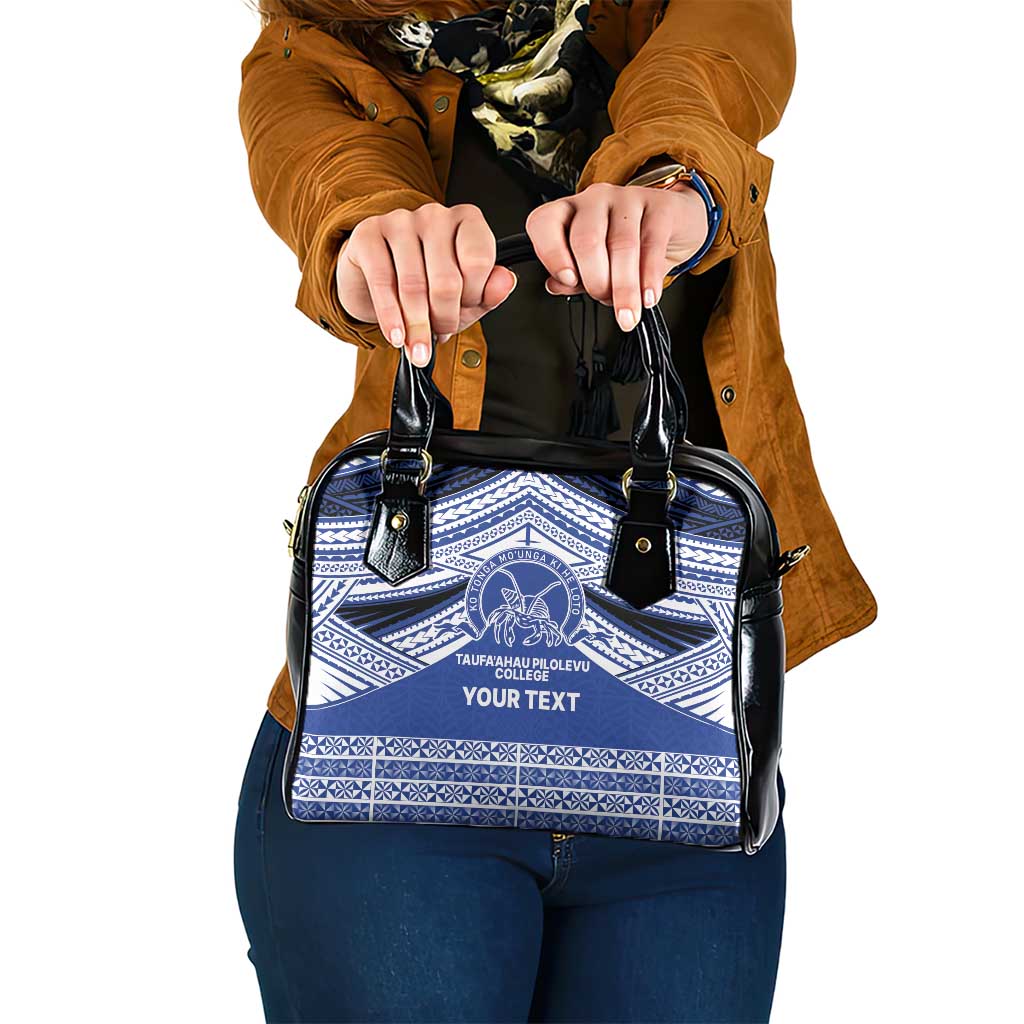 Personalised Tonga Taufa'ahau Pilolevu College Shoulder Handbag Polynesian Ngatu Tribal
