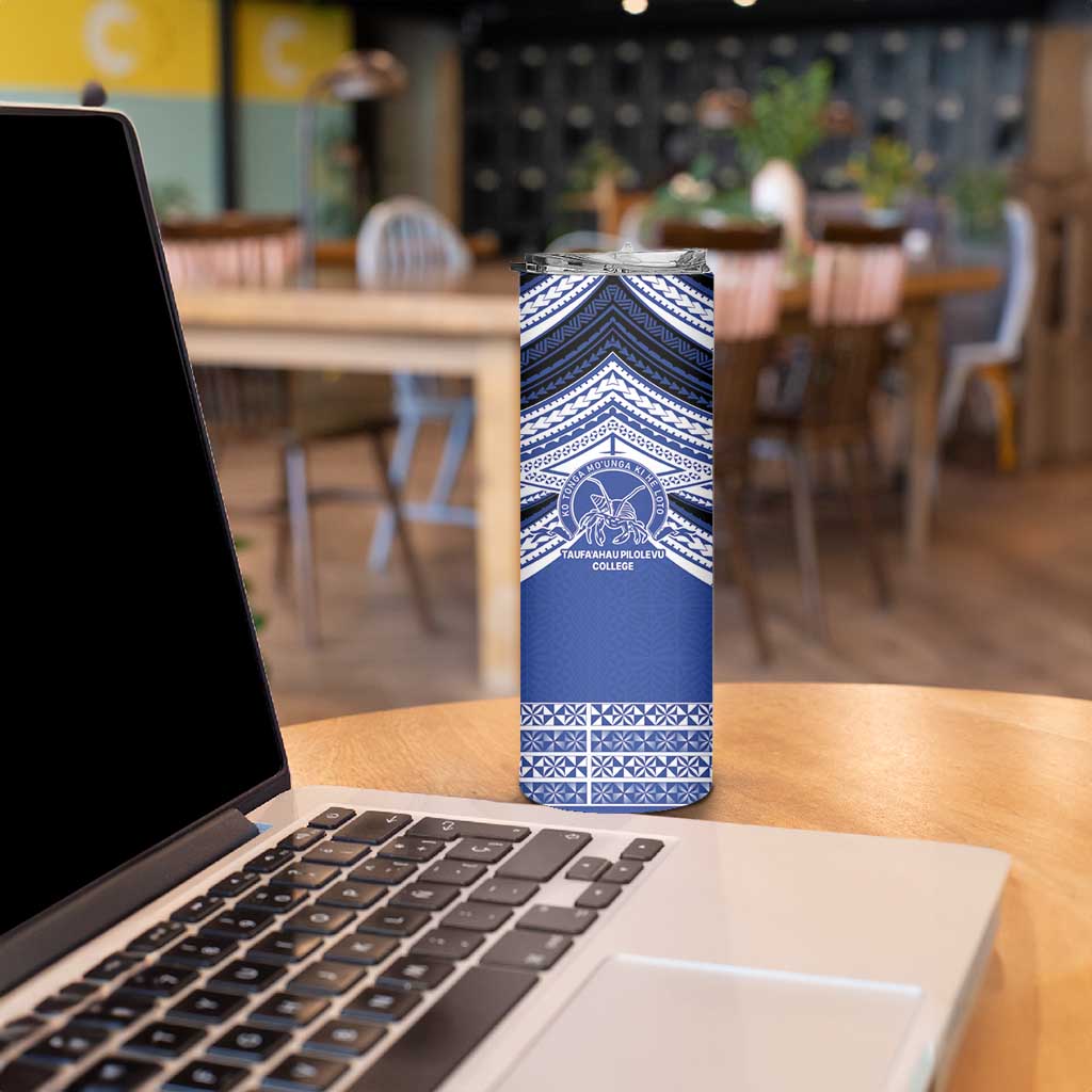 Personalised Tonga Taufa'ahau Pilolevu College Skinny Tumbler Polynesian Ngatu Tribal LT9 - Polynesian Pride
