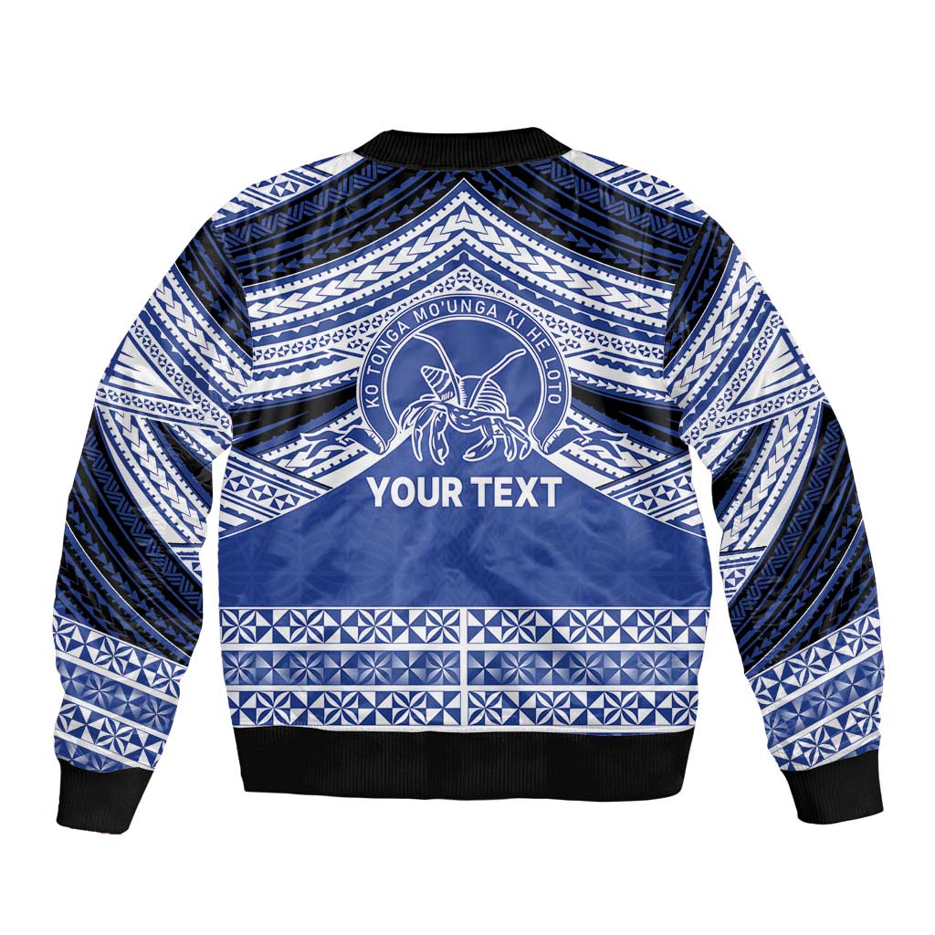 Personalised Tonga Taufa'ahau Pilolevu College Sleeve Zip Bomber Jacket Polynesian Ngatu Tribal LT9 - Polynesian Pride