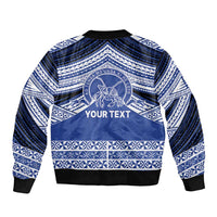 Personalised Tonga Taufa'ahau Pilolevu College Sleeve Zip Bomber Jacket Polynesian Ngatu Tribal LT9 - Polynesian Pride