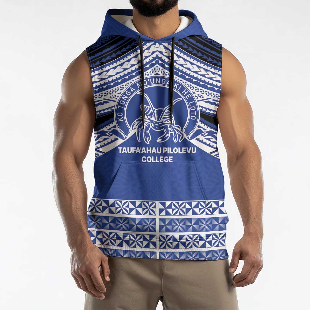 Personalised Tonga Taufa'ahau Pilolevu College Sleeveless Hoodie Polynesian Ngatu Tribal LT9 - Polynesian Pride