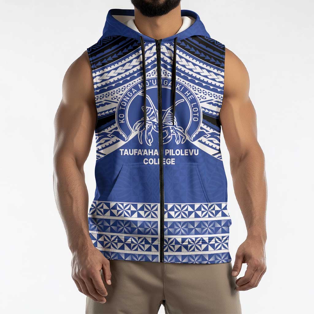 Personalised Tonga Taufa'ahau Pilolevu College Sleeveless Zip Hoodie Polynesian Ngatu Tribal LT9 - Polynesian Pride