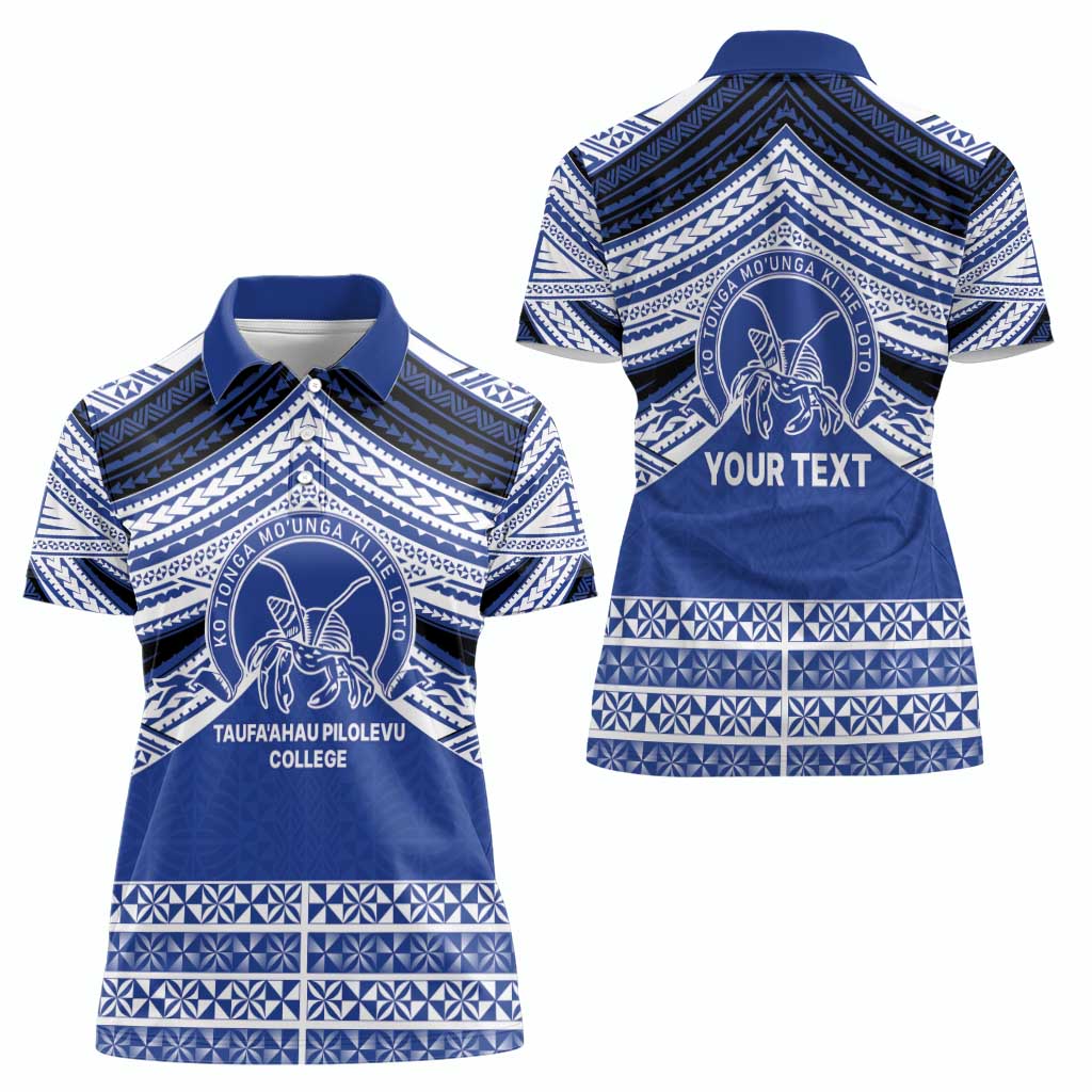 Personalised Tonga Taufa'ahau Pilolevu College Women Polo Shirt Polynesian Ngatu Tribal LT9 - Polynesian Pride