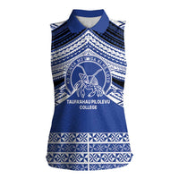 Personalised Tonga Taufa'ahau Pilolevu College Women Sleeveless Polo Shirt Polynesian Ngatu Tribal LT9 Female Blue - Polynesian Pride