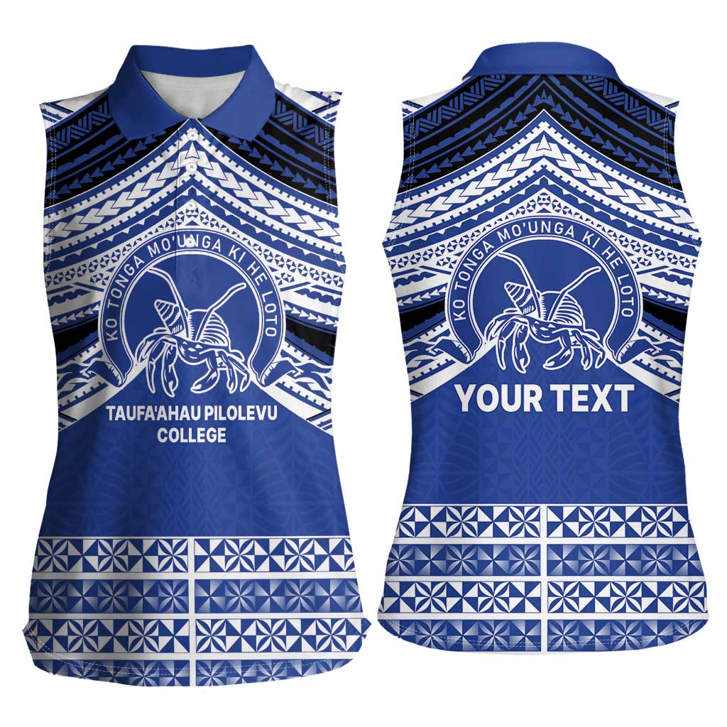Personalised Tonga Taufa'ahau Pilolevu College Women Sleeveless Polo Shirt Polynesian Ngatu Tribal LT9 - Polynesian Pride