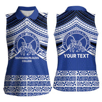 Personalised Tonga Taufa'ahau Pilolevu College Women Sleeveless Polo Shirt Polynesian Ngatu Tribal LT9 - Polynesian Pride