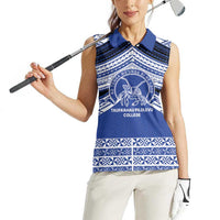 Personalised Tonga Taufa'ahau Pilolevu College Women Sleeveless Polo Shirt Polynesian Ngatu Tribal LT9 - Polynesian Pride
