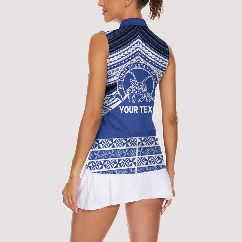 Personalised Tonga Taufa'ahau Pilolevu College Women Sleeveless Polo Shirt Polynesian Ngatu Tribal LT9 - Polynesian Pride
