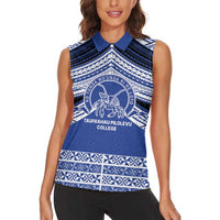 Personalised Tonga Taufa'ahau Pilolevu College Women Sleeveless Polo Shirt Polynesian Ngatu Tribal LT9 - Polynesian Pride