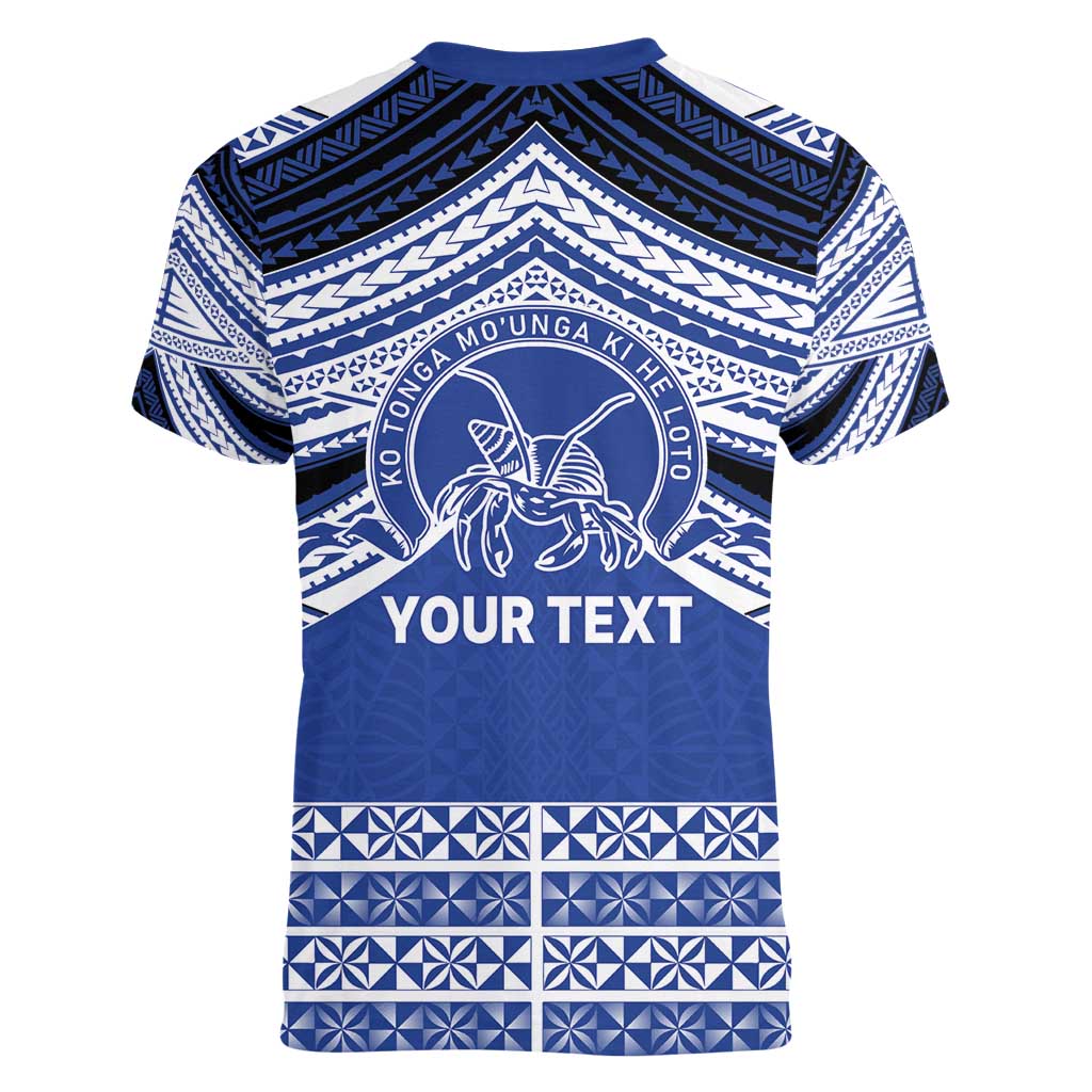 Personalised Tonga Taufa'ahau Pilolevu College Women V-Neck T-Shirt Polynesian Ngatu Tribal LT9 - Polynesian Pride