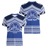 Personalised Tonga Taufa'ahau Pilolevu College Women V-Neck T-Shirt Polynesian Ngatu Tribal LT9 - Polynesian Pride