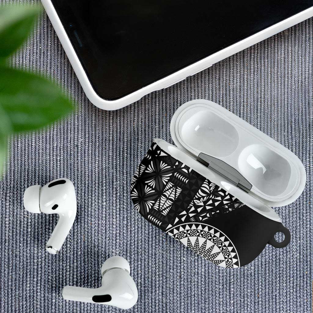 Black Tongan Ngatu Fonulei Pattern AirPods Case - Polynesian Pride