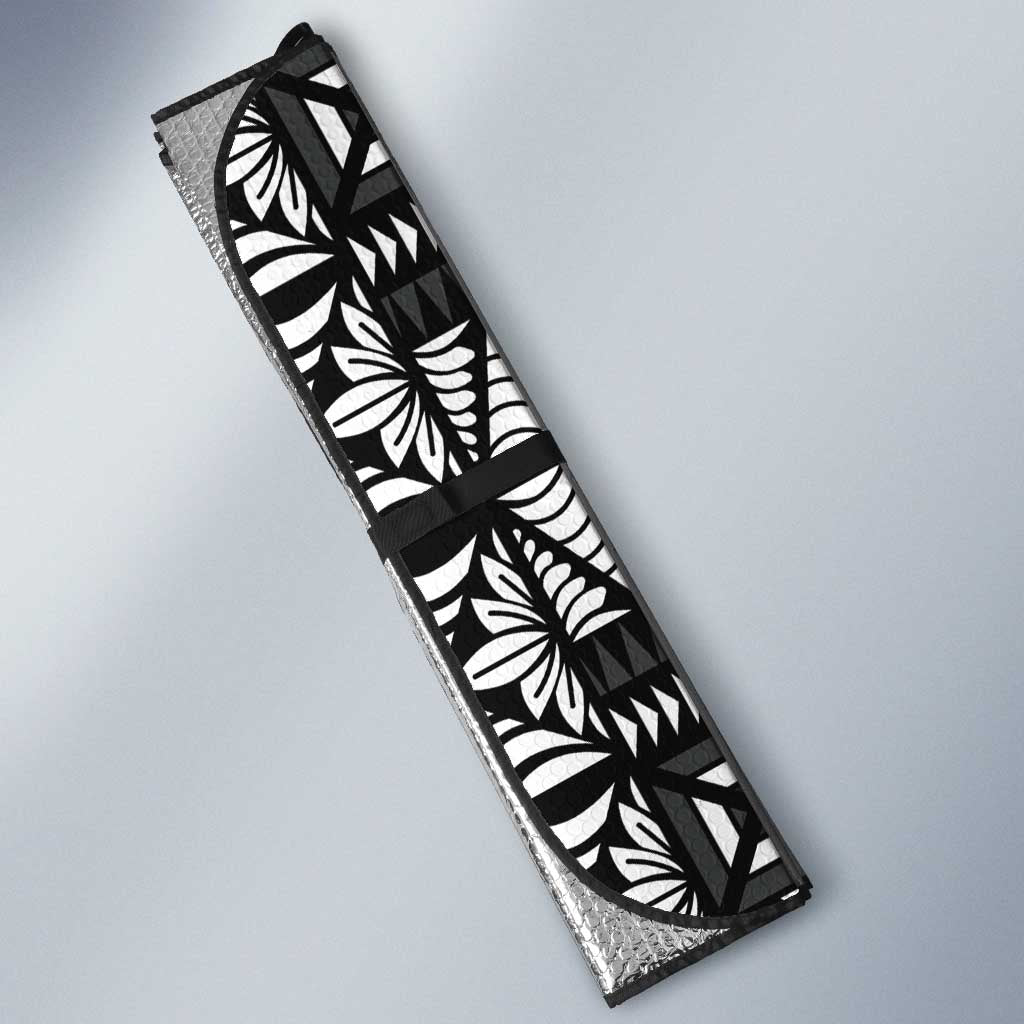 Black Tongan Ngatu Fonulei Pattern Auto Sun Shade - Polynesian Pride