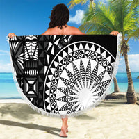 Black Tongan Ngatu Fonulei Pattern Beach Blanket