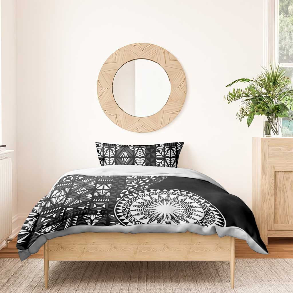 Black Tongan Ngatu Fonulei Pattern Bedding Set