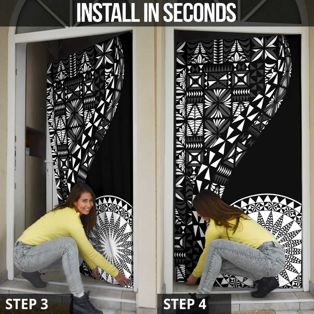 Black Tongan Ngatu Fonulei Pattern Door Cover - Polynesian Pride