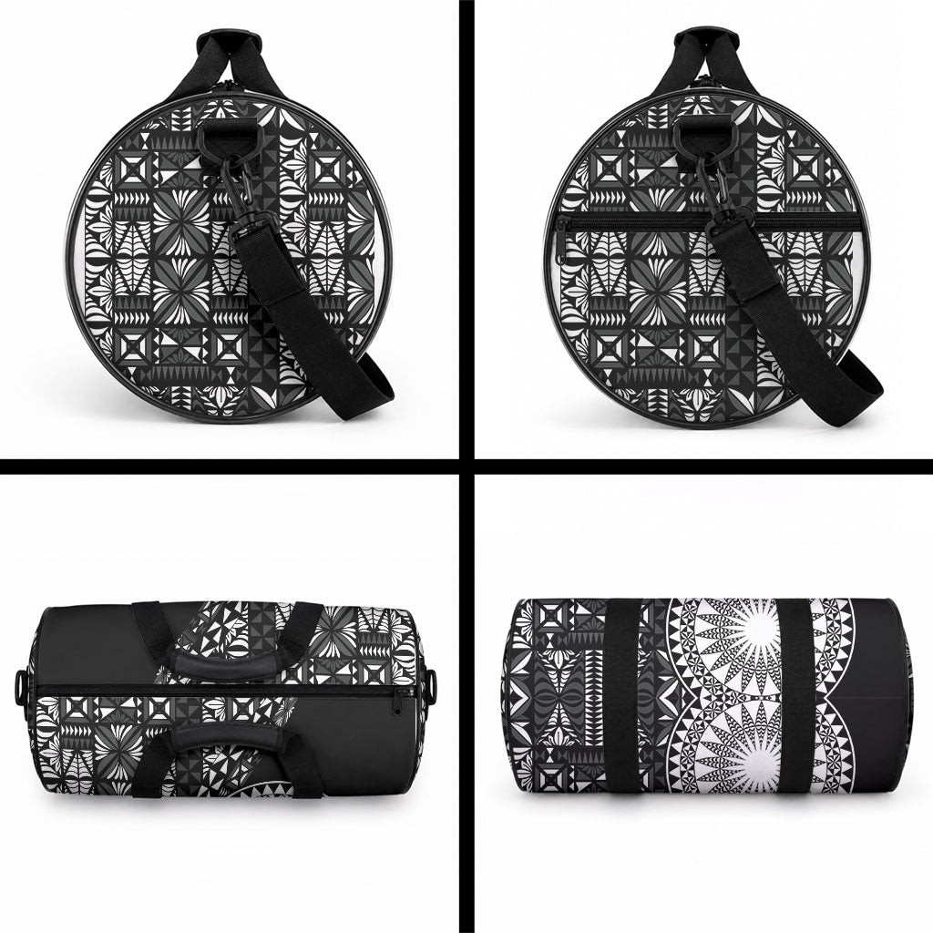 Black Tongan Ngatu Fonulei Pattern Duffle Bag LT9 - Polynesian Pride