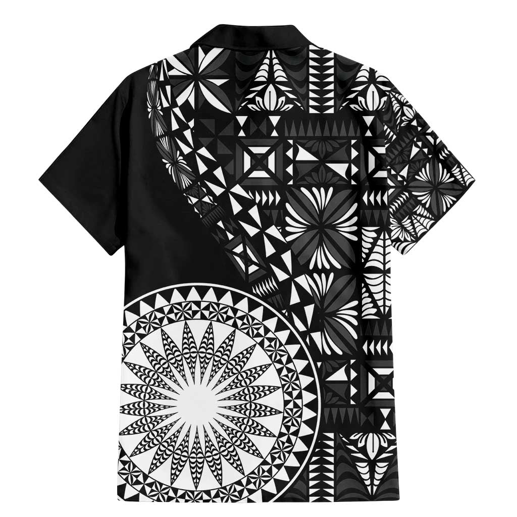 Black Tongan Ngatu Fonulei Pattern Family Matching Mermaid Dress and Hawaiian Shirt LT9 - Polynesian Pride