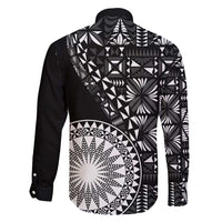 Black Tongan Ngatu Fonulei Pattern Family Matching Off Shoulder Short Dress and Hawaiian Shirt LT9 - Polynesian Pride