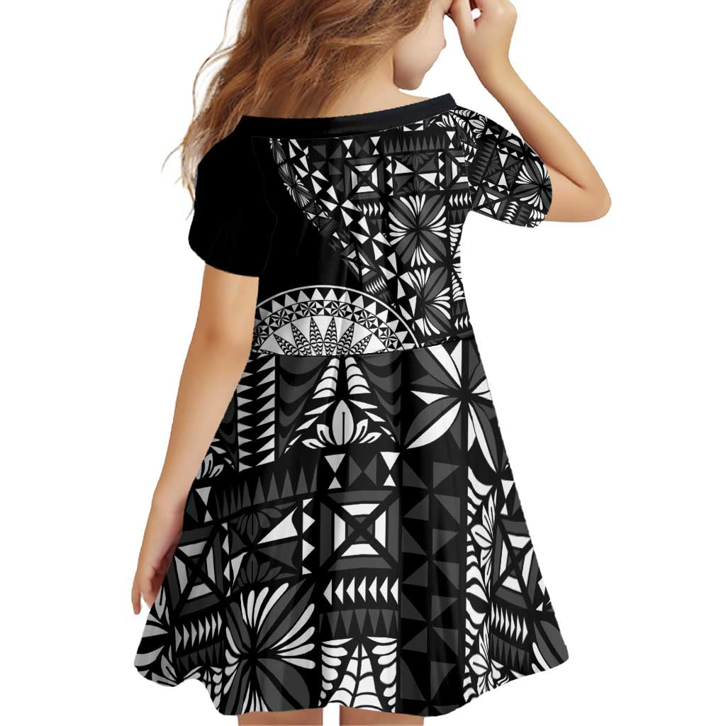 Black Tongan Ngatu Fonulei Pattern Family Matching Puletasi and Hawaiian Shirt LT9 - Polynesian Pride