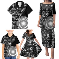 Black Tongan Ngatu Fonulei Pattern Family Matching Puletasi and Hawaiian Shirt LT9 - Polynesian Pride