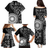 Black Tongan Ngatu Fonulei Pattern Family Matching Puletasi and Hawaiian Shirt LT9 - Polynesian Pride