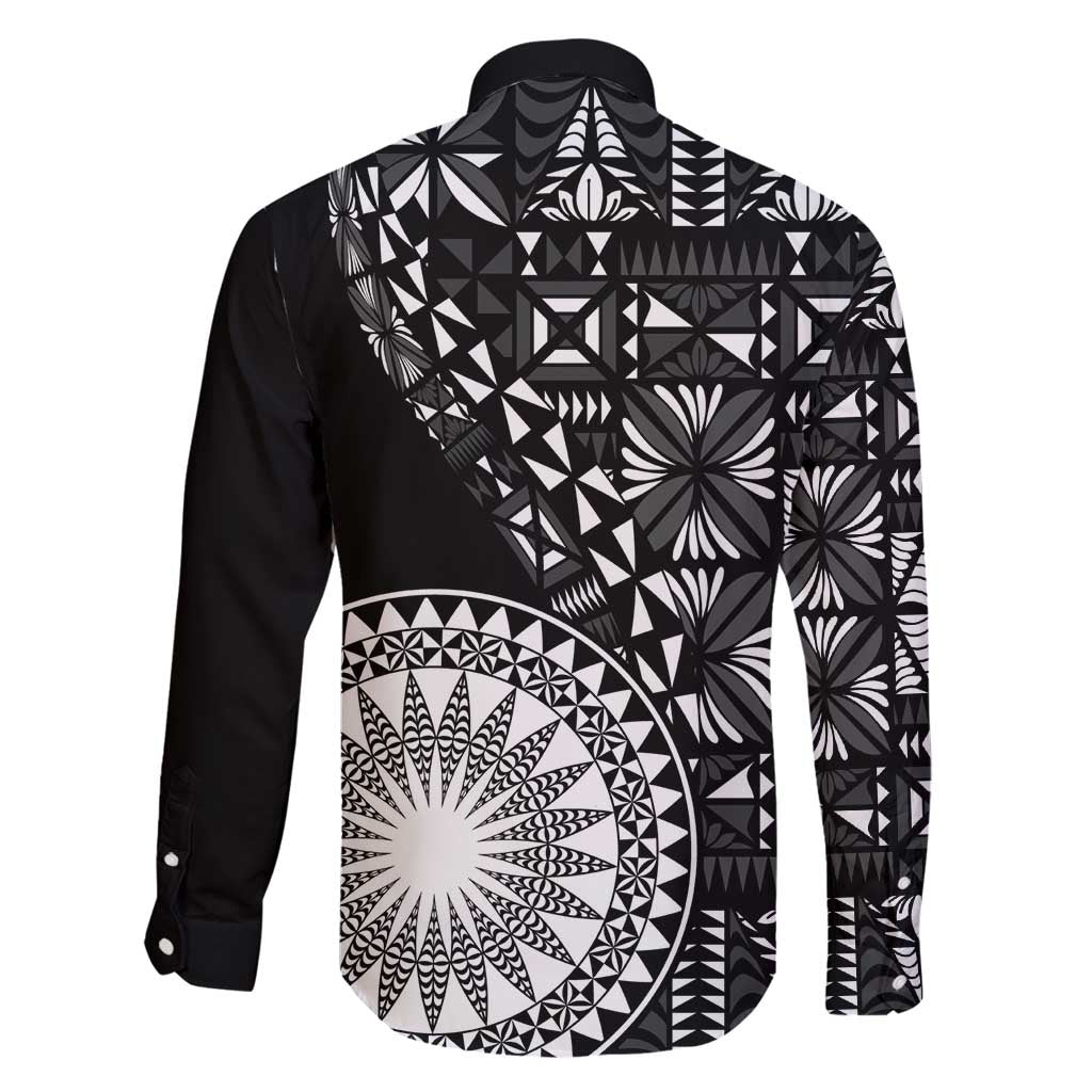 Black Tongan Ngatu Fonulei Pattern Family Matching Puletasi and Hawaiian Shirt LT9 - Polynesian Pride