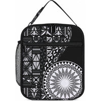 Black Tongan Ngatu Fonulei Pattern Lunch Bag LT9 10.2 × 8.3 × 4.3 inch Black - Polynesian Pride