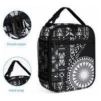 Black Tongan Ngatu Fonulei Pattern Lunch Bag LT9 - Polynesian Pride