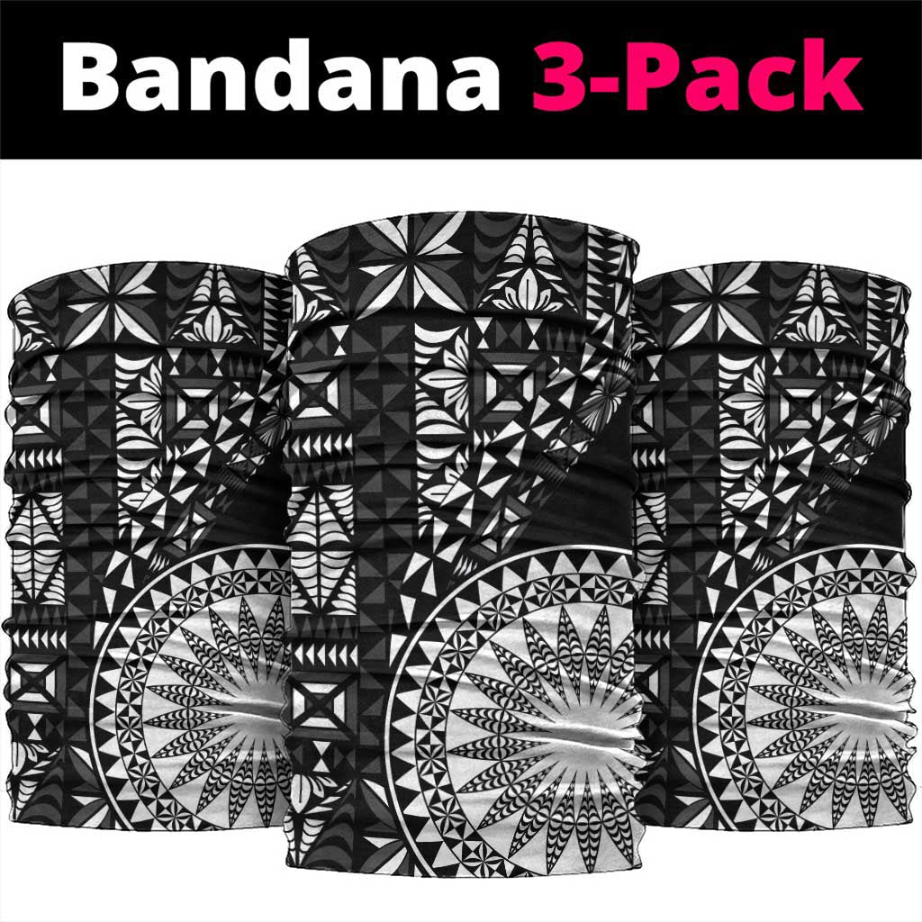 Black Tongan Ngatu Fonulei Pattern Neck Gaiter - Polynesian Pride
