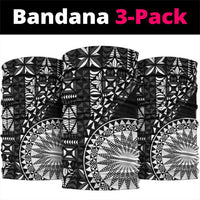 Black Tongan Ngatu Fonulei Pattern Neck Gaiter - Polynesian Pride