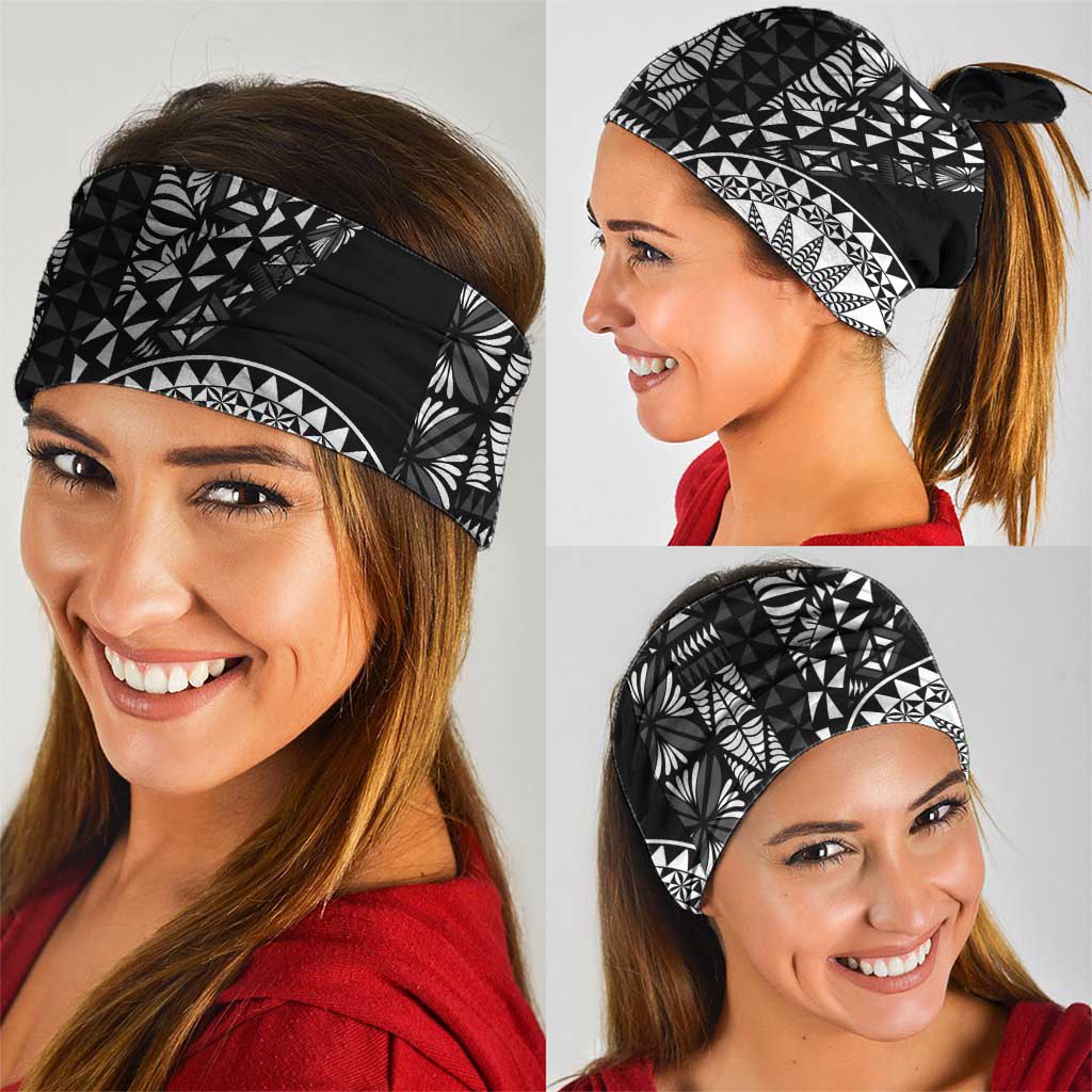 Black Tongan Ngatu Fonulei Pattern Neck Gaiter - Polynesian Pride