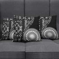 Black Tongan Ngatu Fonulei Pattern Pillow Cover - Polynesian Pride