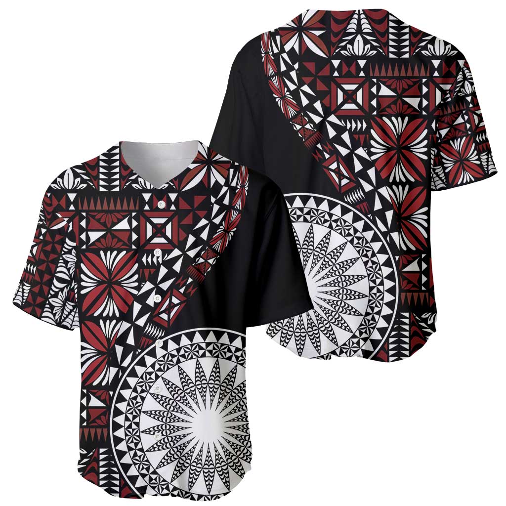 Red Tongan Ngatu Fonulei Pattern Baseball Jersey LT9 - Polynesian Pride