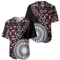 Red Tongan Ngatu Fonulei Pattern Baseball Jersey LT9 - Polynesian Pride