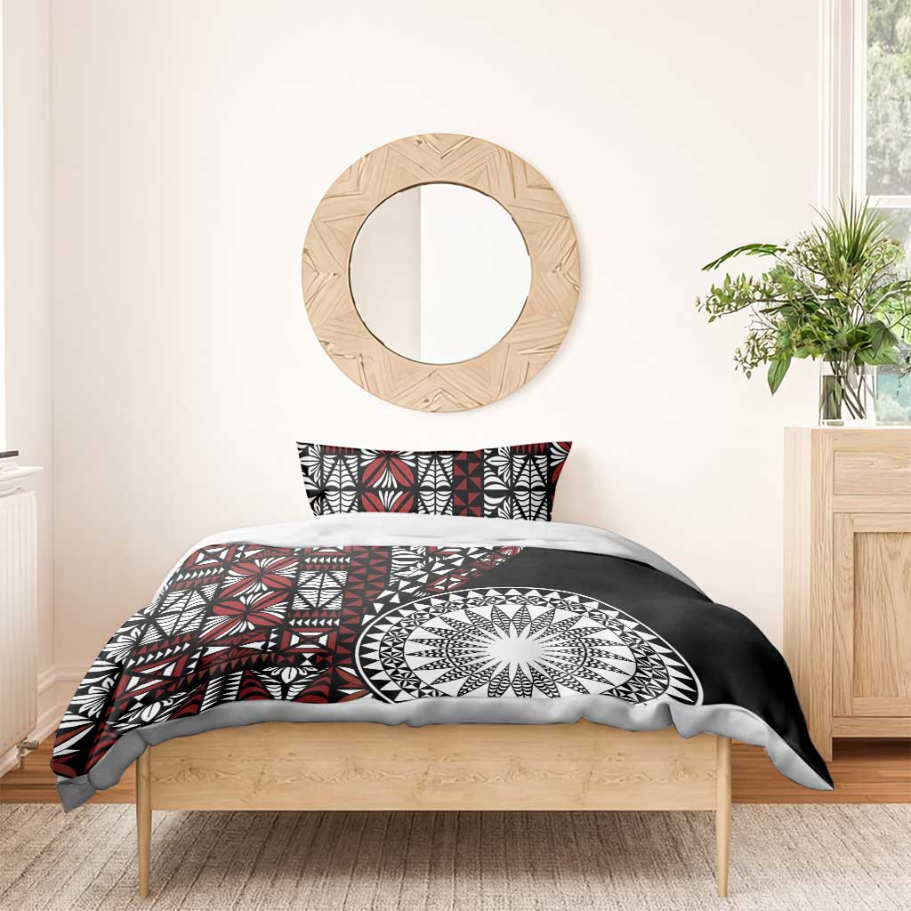 Red Tongan Ngatu Fonulei Pattern Bedding Set