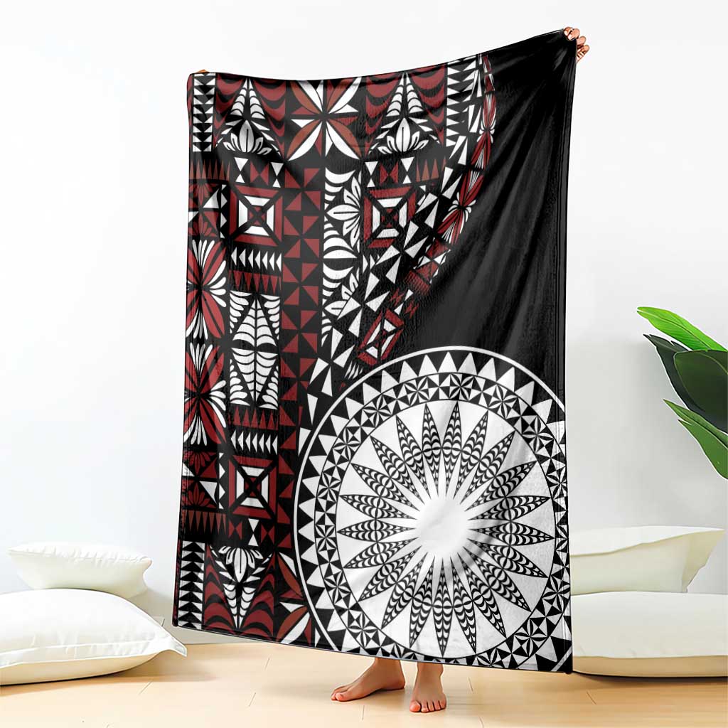 Red Tongan Ngatu Fonulei Pattern Blanket