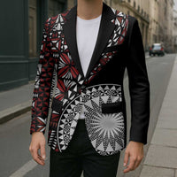 Red Tongan Ngatu Fonulei Pattern Blazer - Polynesian Pride