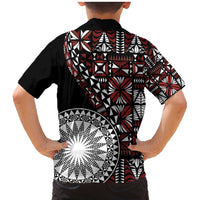 Red Tongan Ngatu Fonulei Pattern Family Matching Mermaid Dress and Hawaiian Shirt LT9 - Polynesian Pride