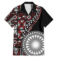 Red Tongan Ngatu Fonulei Pattern Family Matching Mermaid Dress and Hawaiian Shirt LT9 Dad's Shirt - Short Sleeve Red - Polynesian Pride