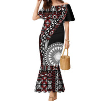 Red Tongan Ngatu Fonulei Pattern Family Matching Mermaid Dress and Hawaiian Shirt LT9 Mom's Dress Red - Polynesian Pride