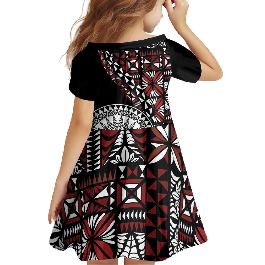 Red Tongan Ngatu Fonulei Pattern Family Matching Off Shoulder Maxi Dress and Hawaiian Shirt LT9 - Polynesian Pride